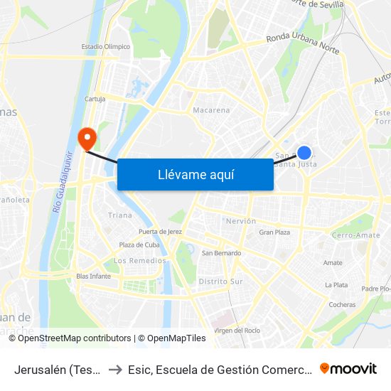 Jerusalén (Tesalónica) to Esic, Escuela de Gestión Comercial y Marketing map