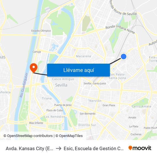 Avda. Kansas City (Edificio Gran Via) to Esic, Escuela de Gestión Comercial y Marketing map