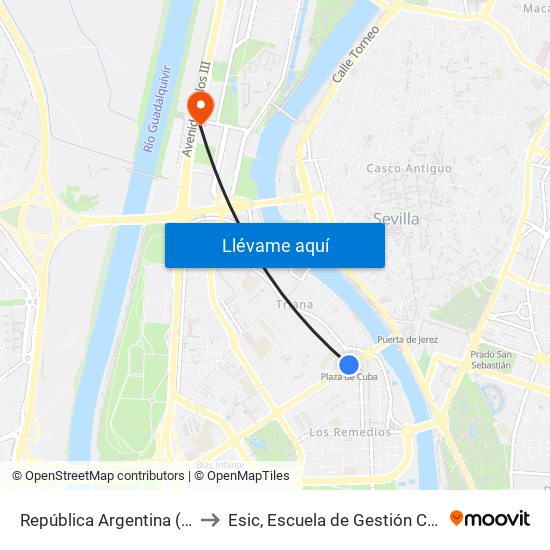 República Argentina (Pagés Del Corro) to Esic, Escuela de Gestión Comercial y Marketing map
