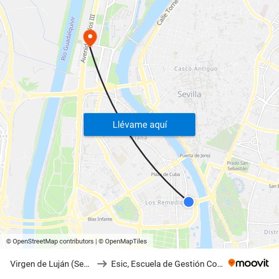 Virgen de Luján (Sebastián Elcano) to Esic, Escuela de Gestión Comercial y Marketing map