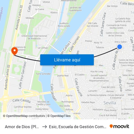 Amor de Dios (Plaza Europa) to Esic, Escuela de Gestión Comercial y Marketing map