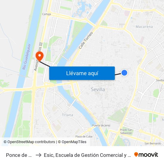 Ponce de León to Esic, Escuela de Gestión Comercial y Marketing map