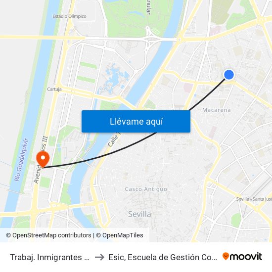 Trabaj. Inmigrantes (Los Romeros) to Esic, Escuela de Gestión Comercial y Marketing map