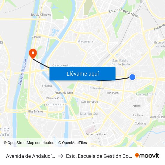 Avenida de Andalucía (Los Pájaros) to Esic, Escuela de Gestión Comercial y Marketing map