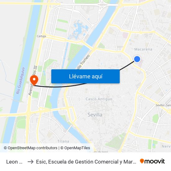 Leon XIII to Esic, Escuela de Gestión Comercial y Marketing map