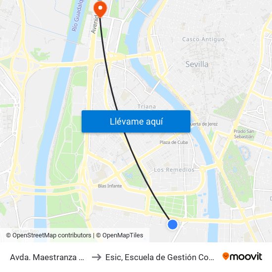 Avda. Maestranza Aerea (Airbus) to Esic, Escuela de Gestión Comercial y Marketing map