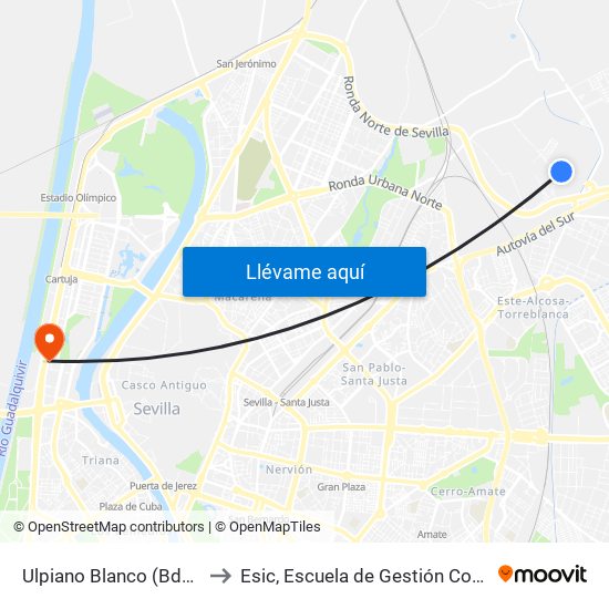 Ulpiano Blanco (Bda. Aerop. Viejo) to Esic, Escuela de Gestión Comercial y Marketing map