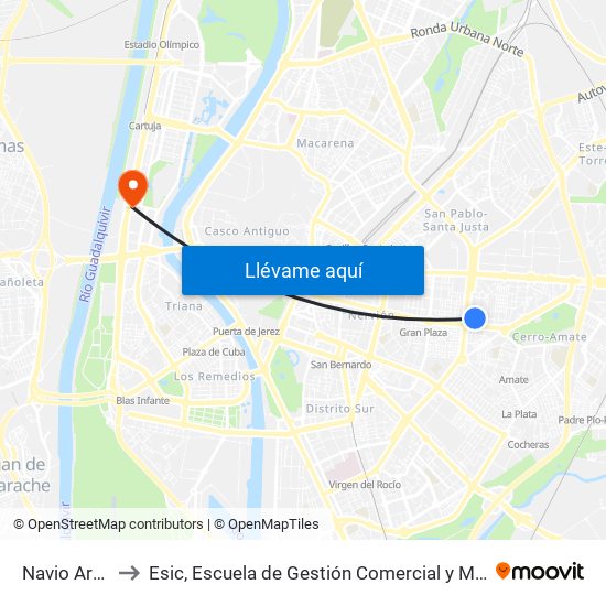 Navio Argos to Esic, Escuela de Gestión Comercial y Marketing map