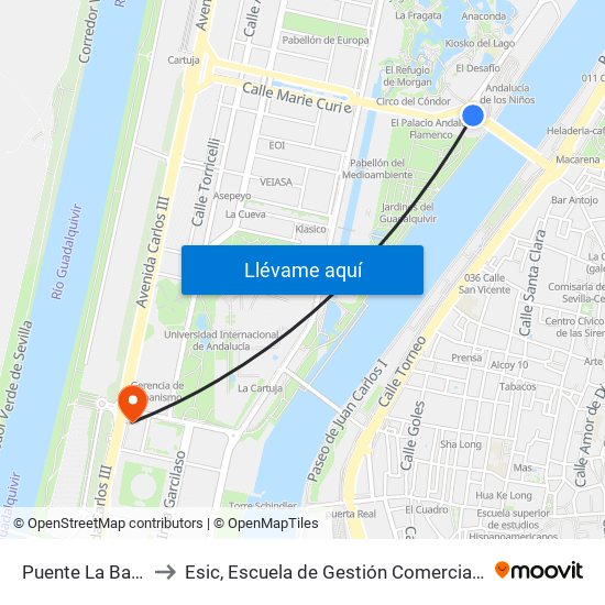 Puente La Barqueta to Esic, Escuela de Gestión Comercial y Marketing map