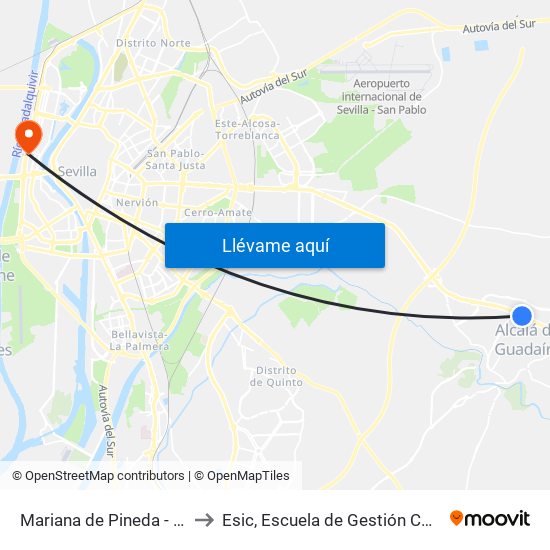 Mariana de Pineda - Alcalá (Autovía) to Esic, Escuela de Gestión Comercial y Marketing map