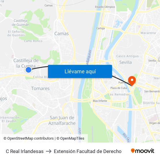 C Real Irlandesas to Extensión Facultad de Derecho map