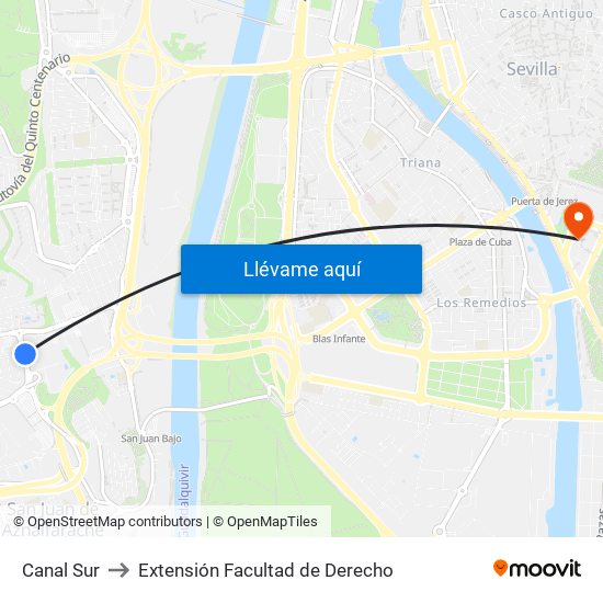 Canal Sur to Extensión Facultad de Derecho map