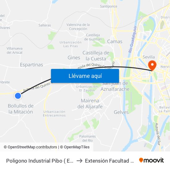 Poligono Industrial Pibo ( Entrada Pcpal) to Extensión Facultad de Derecho map