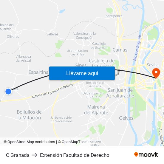 C Granada to Extensión Facultad de Derecho map