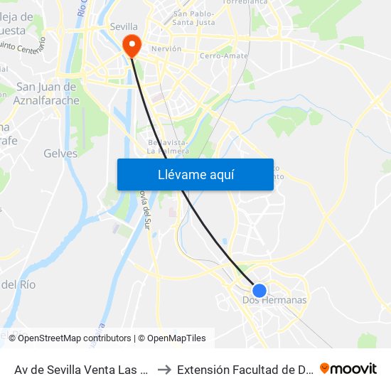 Av de Sevilla Venta Las Palmas to Extensión Facultad de Derecho map