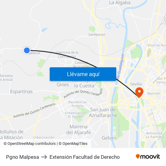 Pgno Malpesa to Extensión Facultad de Derecho map