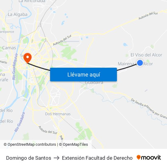 Domingo de Santos to Extensión Facultad de Derecho map