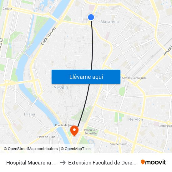 Hospital Macarena (U) to Extensión Facultad de Derecho map