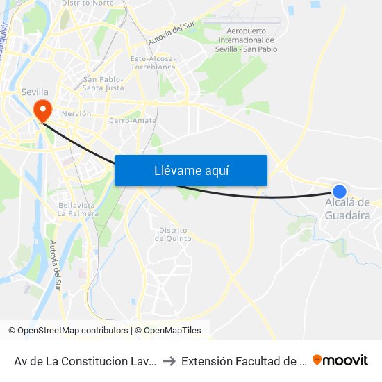 Av de La Constitucion Lava Coches to Extensión Facultad de Derecho map