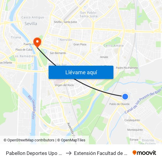 Pabellon Deportes Upo (Frente) to Extensión Facultad de Derecho map