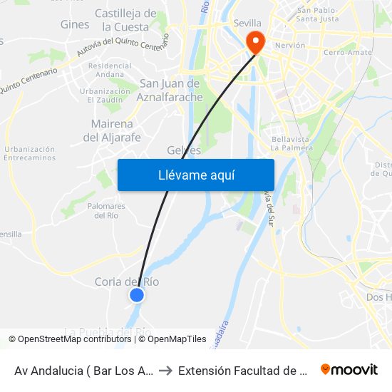 Av Andalucia ( Bar Los Albures) to Extensión Facultad de Derecho map