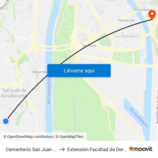 Cementerio San Juan A. (I) to Extensión Facultad de Derecho map