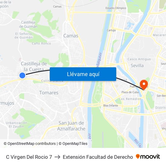 C Virgen Del Rocio 7 to Extensión Facultad de Derecho map