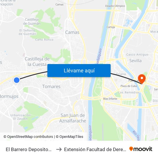 El Barrero Depositos (I) to Extensión Facultad de Derecho map