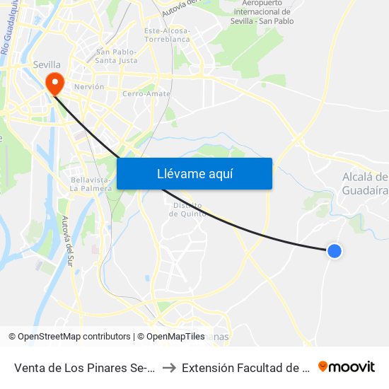 Venta de Los Pinares Se-3204 (V) to Extensión Facultad de Derecho map