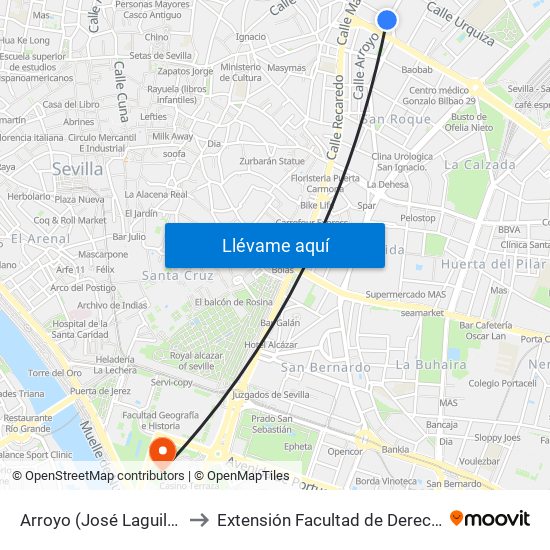 Arroyo (José Laguillo) to Extensión Facultad de Derecho map