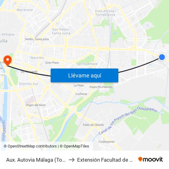 Aux. Autovia Málaga (Torrecilla) to Extensión Facultad de Derecho map