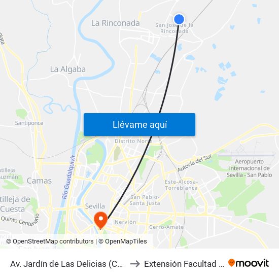 Av. Jardín de Las Delicias (Campo de Fútbol) to Extensión Facultad de Derecho map