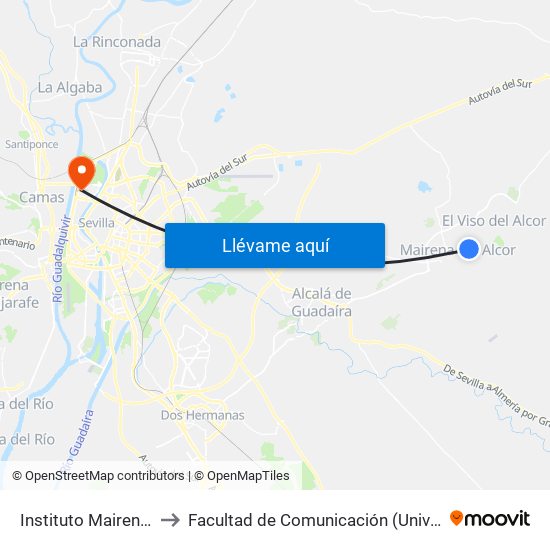 Instituto Mairena Alcor (V) to Facultad de Comunicación (Universidad de Sevilla) map