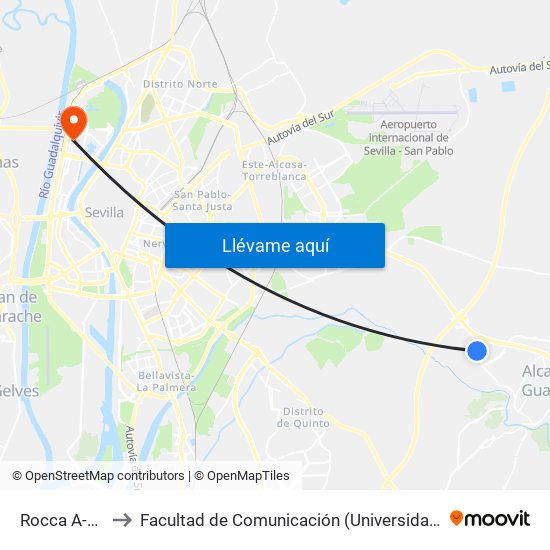 Rocca A-8033 to Facultad de Comunicación (Universidad de Sevilla) map