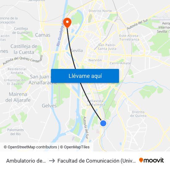 Ambulatorio de Bellavista to Facultad de Comunicación (Universidad de Sevilla) map
