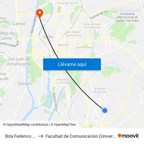 Bda Federico Echaguy to Facultad de Comunicación (Universidad de Sevilla) map