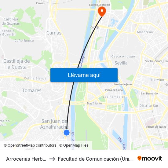 Arrocerias Herbas (Frente) to Facultad de Comunicación (Universidad de Sevilla) map