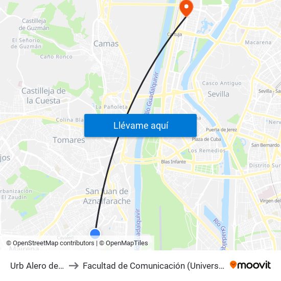 Urb Alero de Sevilla to Facultad de Comunicación (Universidad de Sevilla) map