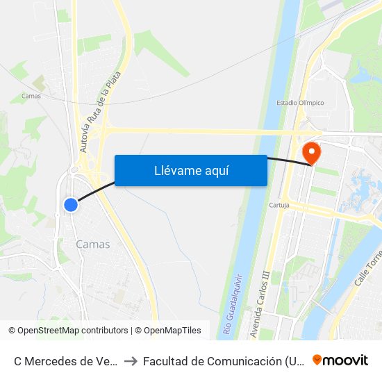 C Mercedes de Velilla Bar Flores to Facultad de Comunicación (Universidad de Sevilla) map
