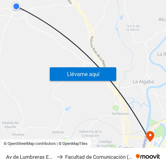 Av de Lumbreras Esq C/ Hilandarias to Facultad de Comunicación (Universidad de Sevilla) map