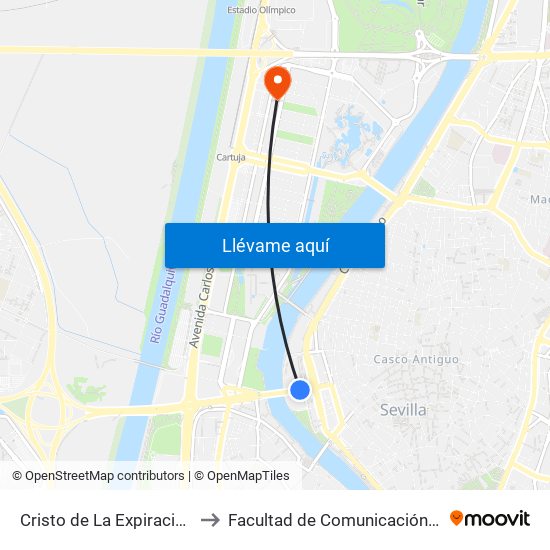 Cristo de La Expiración (Plaza de Armas) to Facultad de Comunicación (Universidad de Sevilla) map
