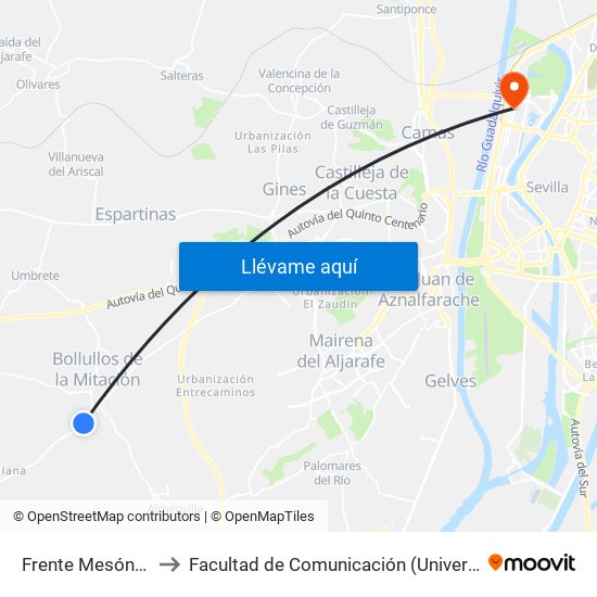 Frente Mesón El Carro to Facultad de Comunicación (Universidad de Sevilla) map