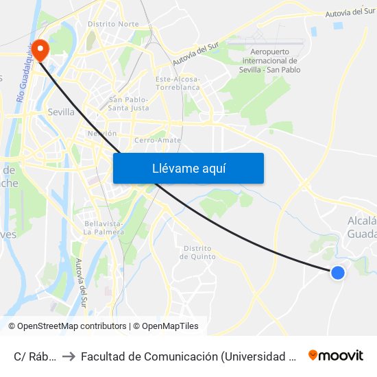 C/ Rábida to Facultad de Comunicación (Universidad de Sevilla) map
