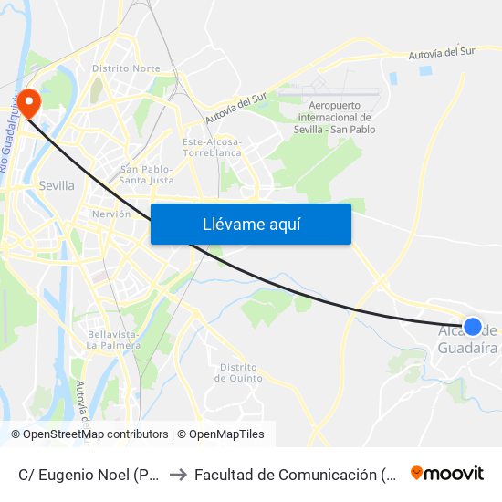 C/ Eugenio Noel (Piscina Cubierta) to Facultad de Comunicación (Universidad de Sevilla) map