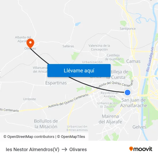 Ies Nestor Almendros(V) to Olivares map