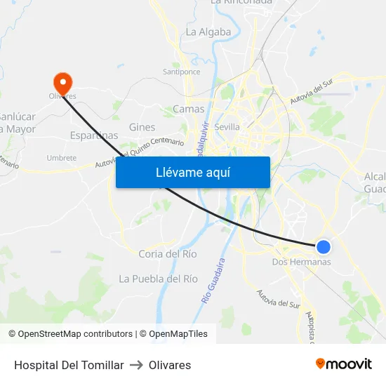 Hospital Del Tomillar to Olivares map