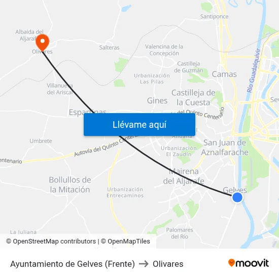 Ayuntamiento de Gelves (Frente) to Olivares map