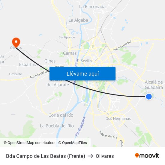Bda Campo de Las Beatas (Frente) to Olivares map