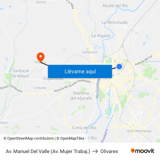 Av. Manuel Del Valle (Av. Mujer Trabaj.) to Olivares map