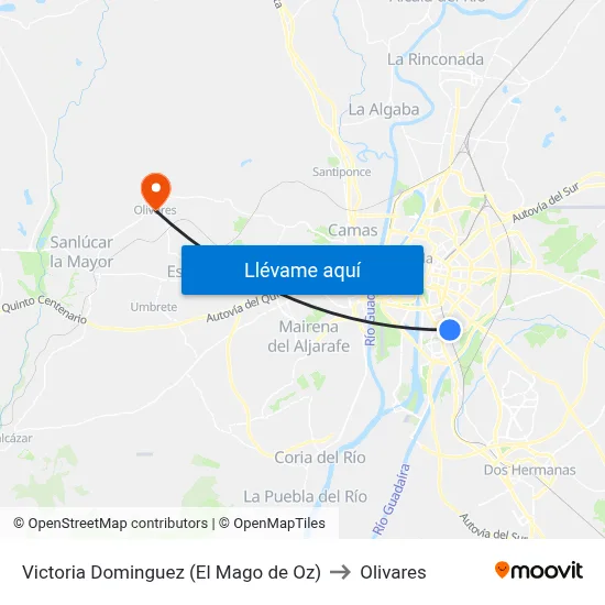 Victoria Dominguez (El Mago de Oz) to Olivares map